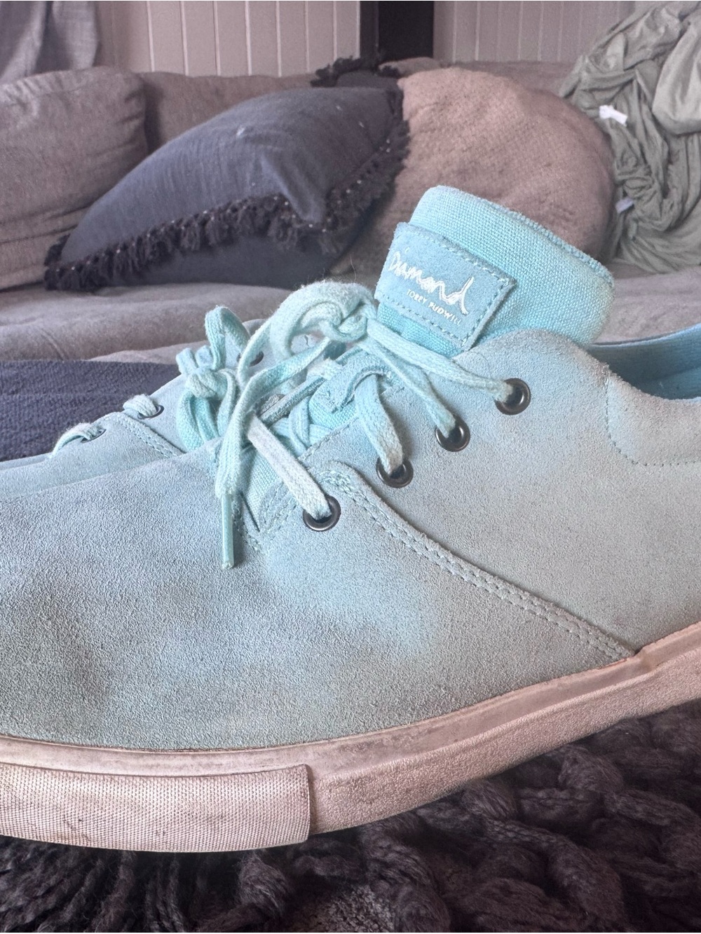 Diamond Supply Co. Men’s Suede Low-Top Sneakers — Teal